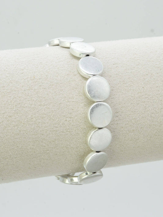 Brushed silver disk bracelet