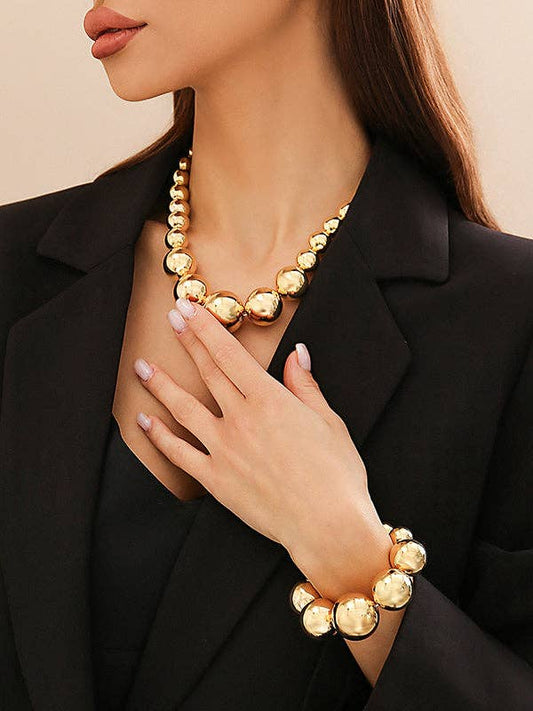 Gold Graduated Beaded Necklace