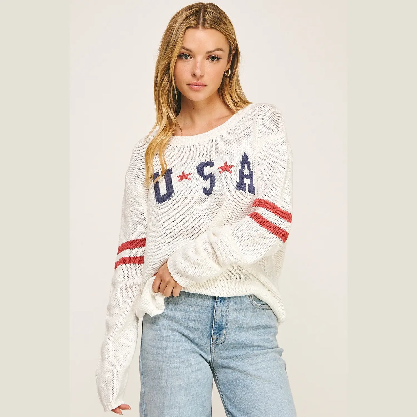White American Pride Graphic Sweater