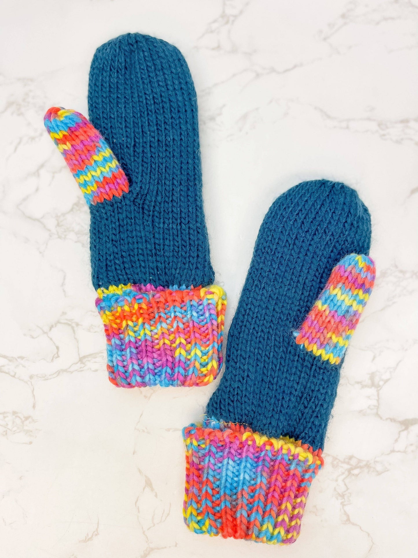 Multi Color Fleece Beanie & Mittens: Beanie