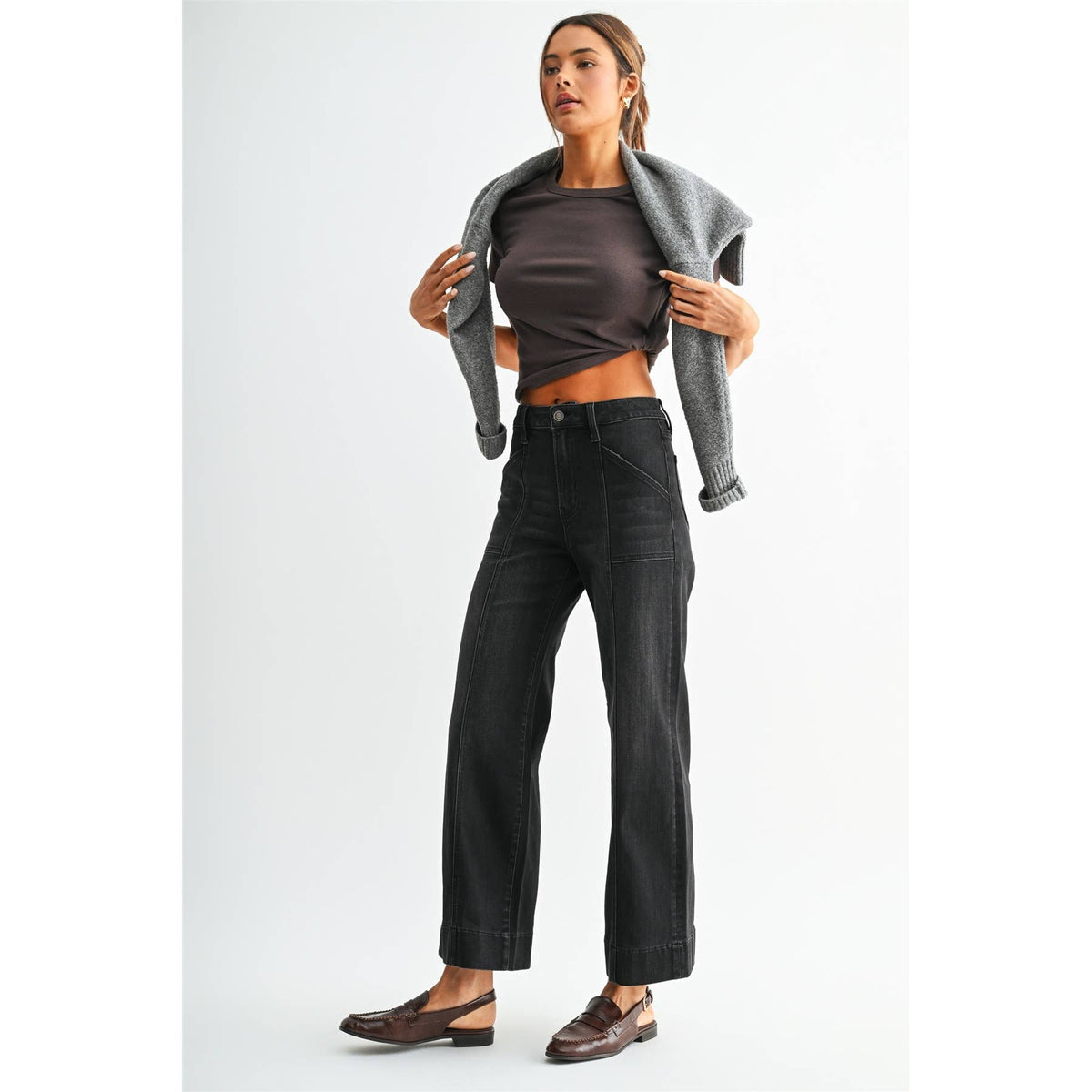 Mica Denim Dune High-Rise Wide Ankle Trouser Hem