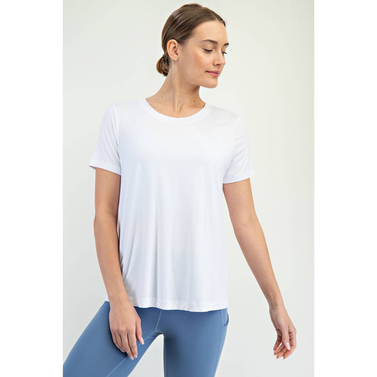 White Viscose Modal Short Sleeve Top