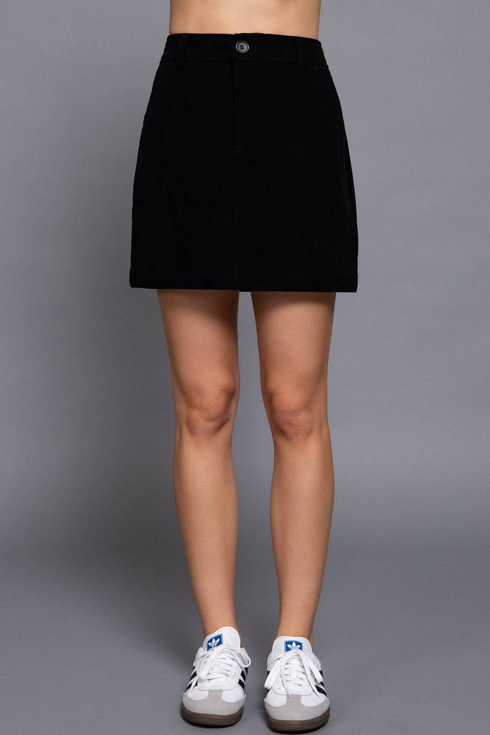 Black Front Pocket Corduroy Mini Skirt