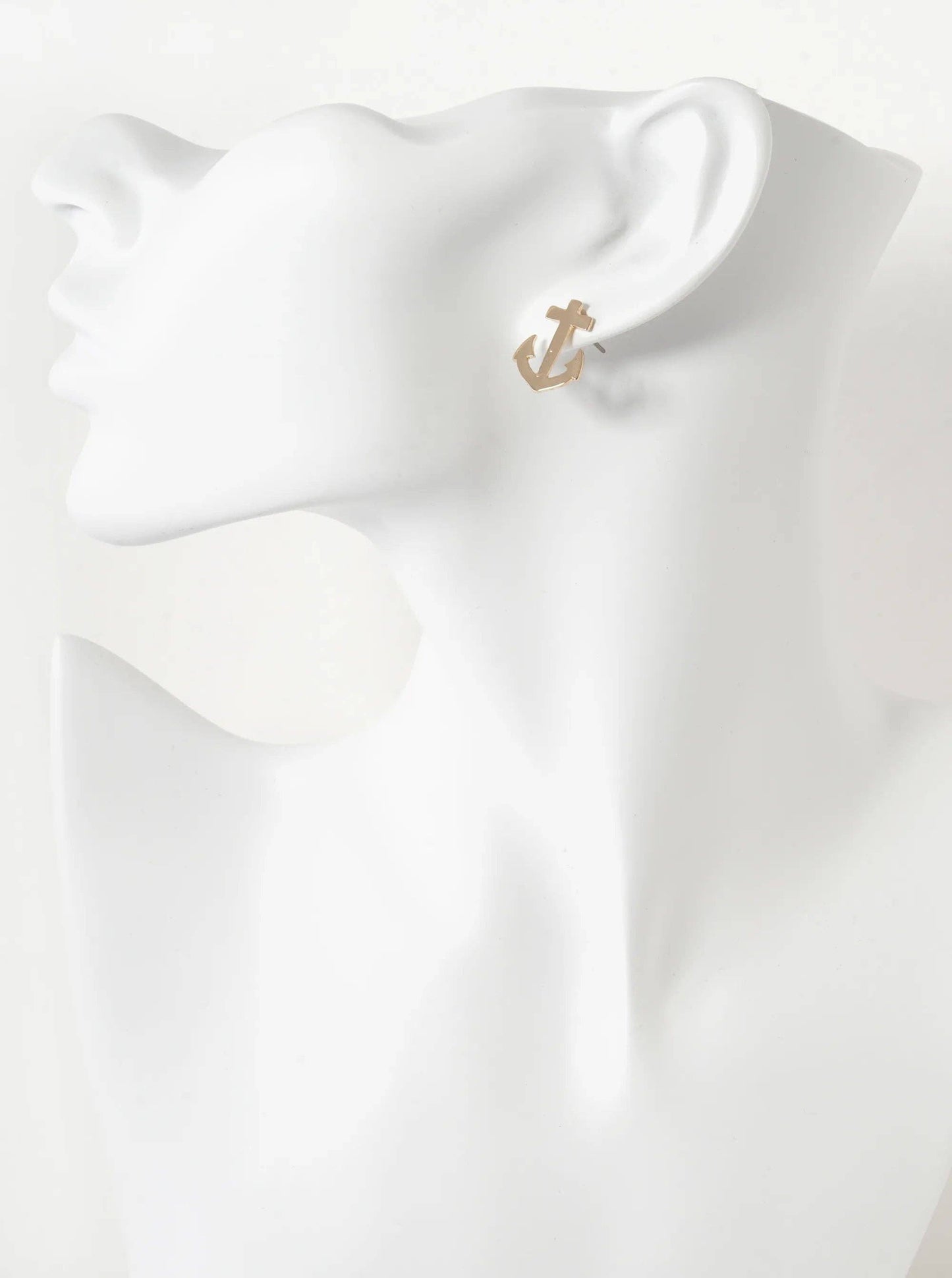 Gold Anchor Nautical Stud Earrings
