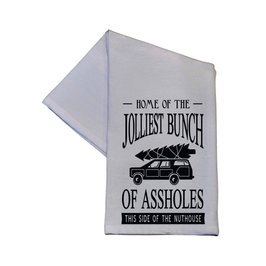 Home Of The Jolliest Christmas Tea Towel