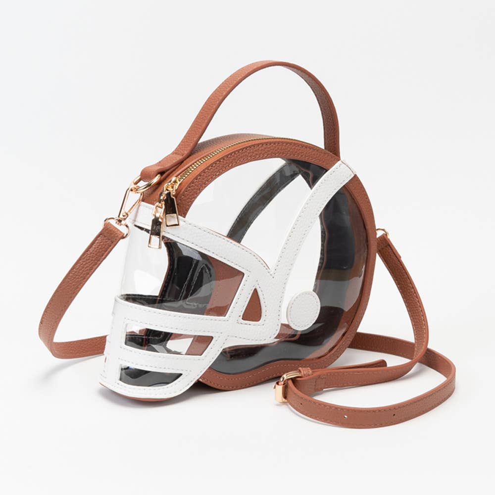 Transparent Gameday Football Helmet Shaped Crossbody Handbag: Orange White