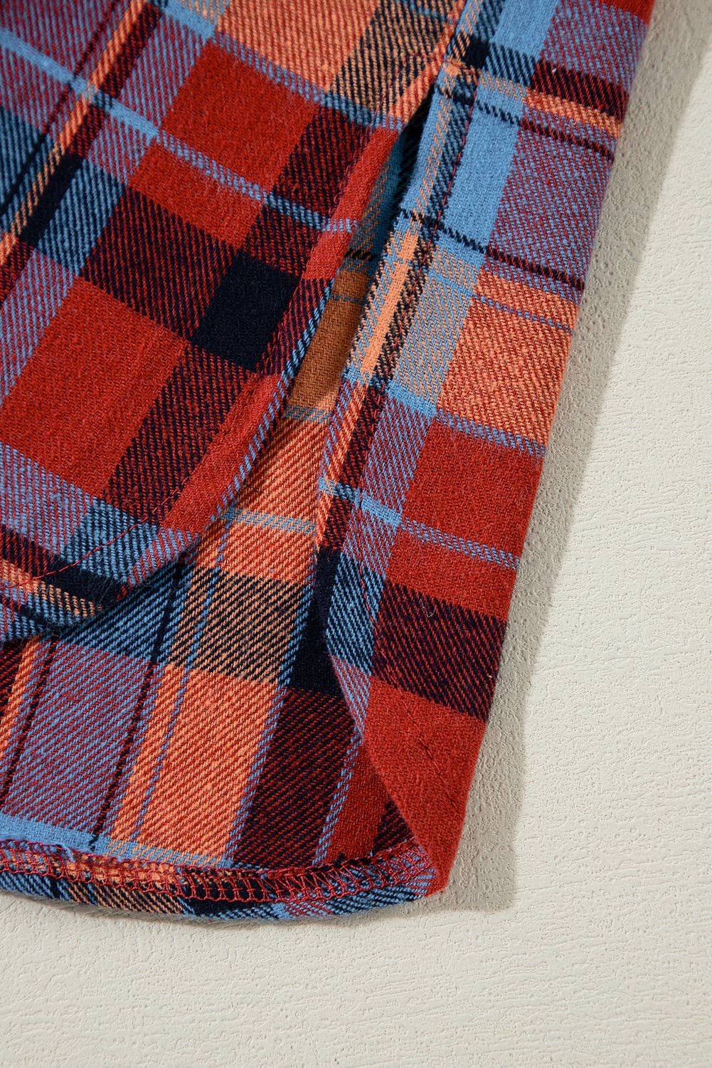 Women's Plaid Print Loose Vintage Shirt: Orange / 100%Cotton / S
