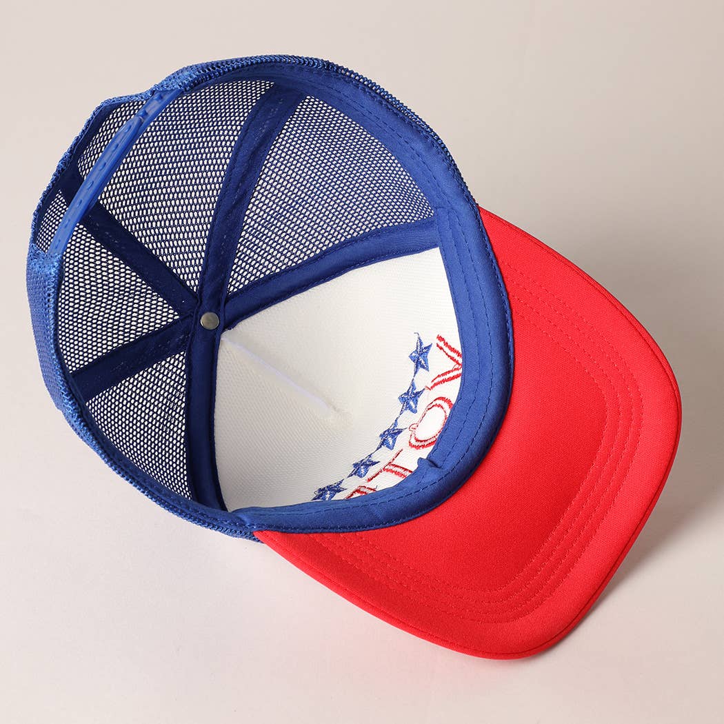 Vote Letter Embroidered Mesh Back Trucker Hat