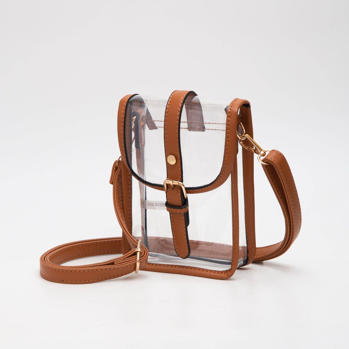 Tan Clear Buckle Strap Mini Crossbody Bag