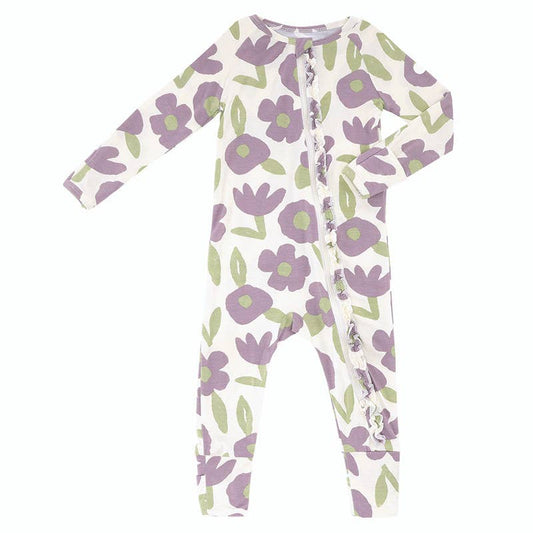 Purple Floral Cozy Romper: 12-18 months