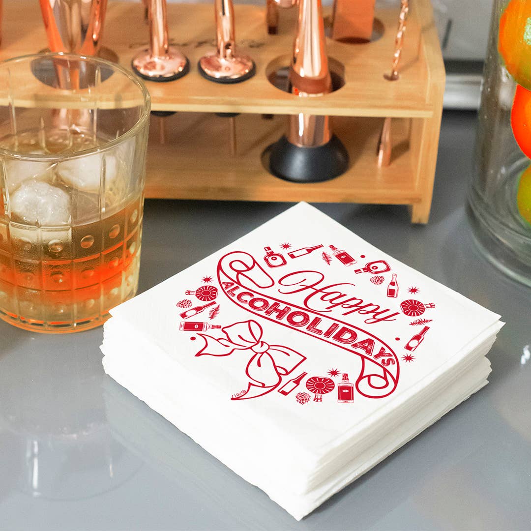 "Happy Alcoholidays" Holiday Christmas Napkins