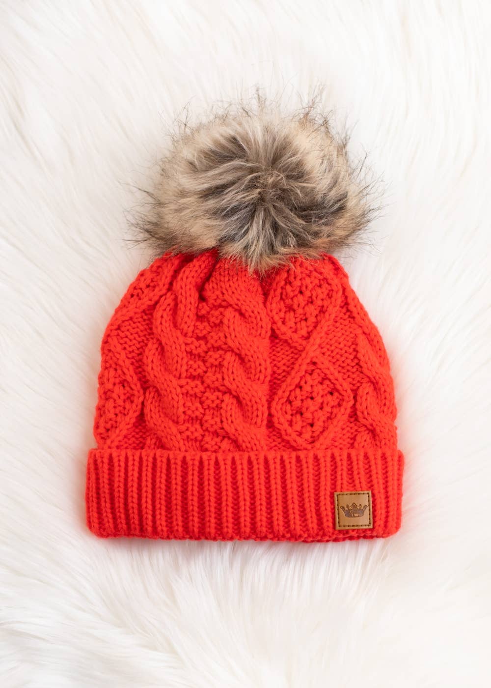 Watermelon Cable Knit Pom Hat