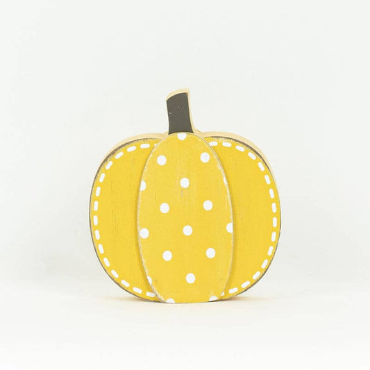 Small Yellow/White Wood Pumpkin Decor