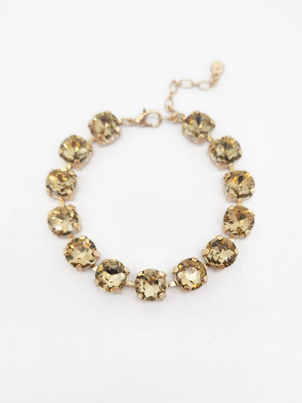Champagne/Topaz Square Stone with Gold Hinged 7.25" Bracelet