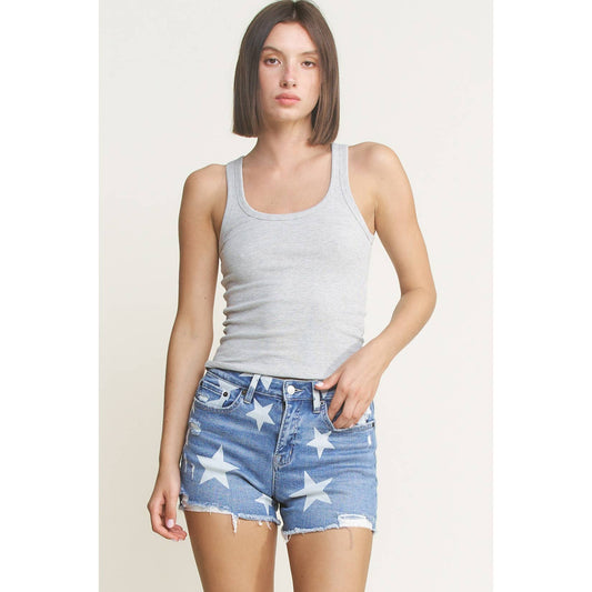 Mica Denim Star High Rise Distressed Short