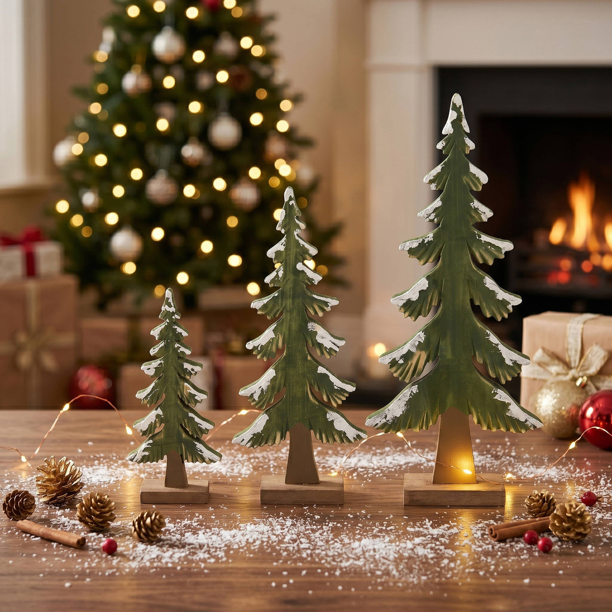 Paulownia Wood Decorative Tree Accent: Green / 8"