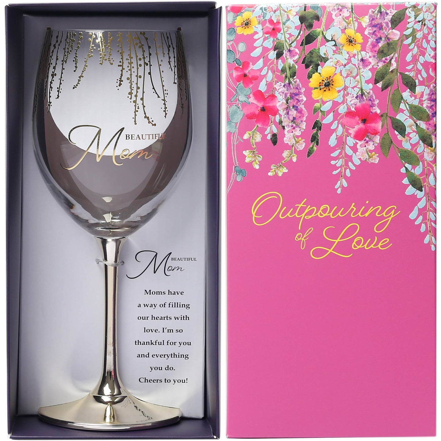 "Mom" Gift Boxed 19 oz Crystal Wine Glass