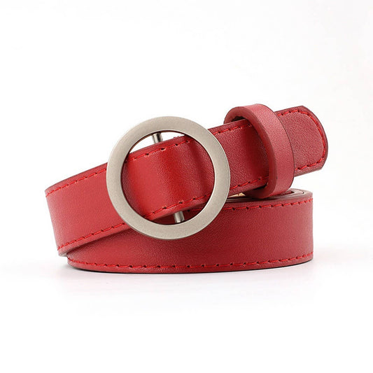 Red Round Buckle Women's Belt