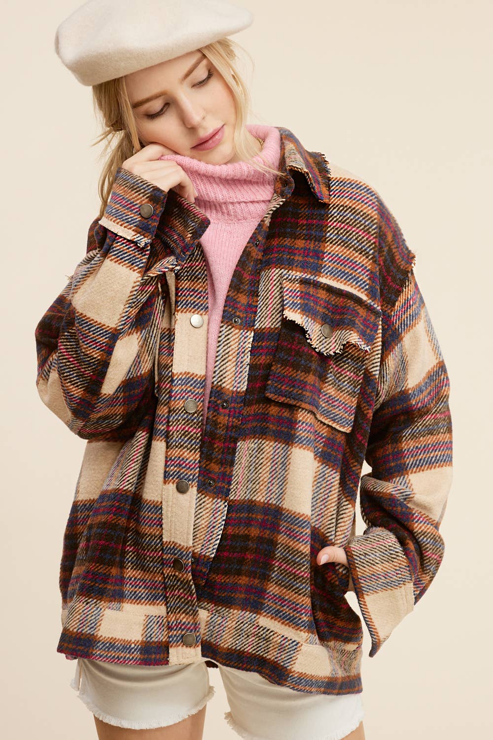 Plaid Button Down Fall Winter Jacket