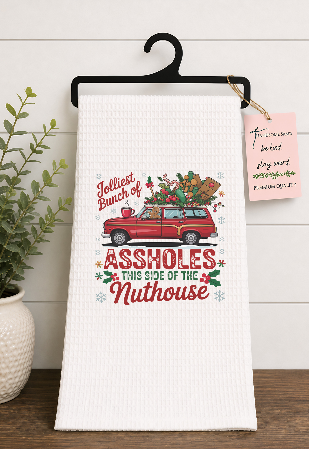 Jolliest Holidays Christmas Tea Towel Hand Towel Design