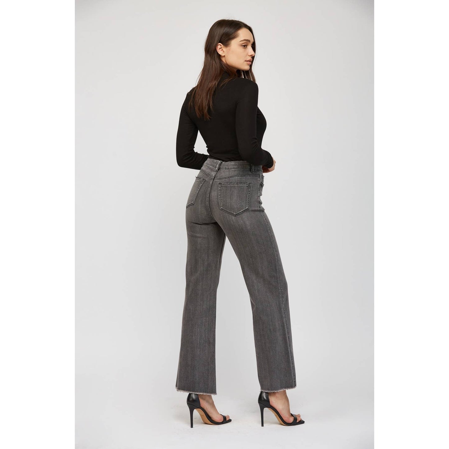 Mica Denim Dark Grey Super Soft High Wide Leg Jean