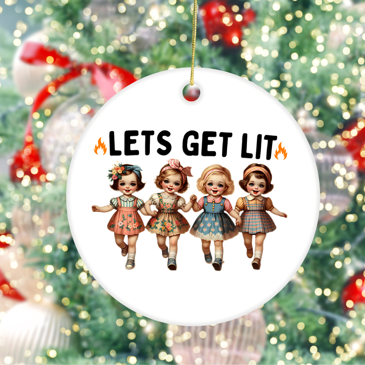 Funny Ceramic Ornament | Let's Get Lit Friendship Gift