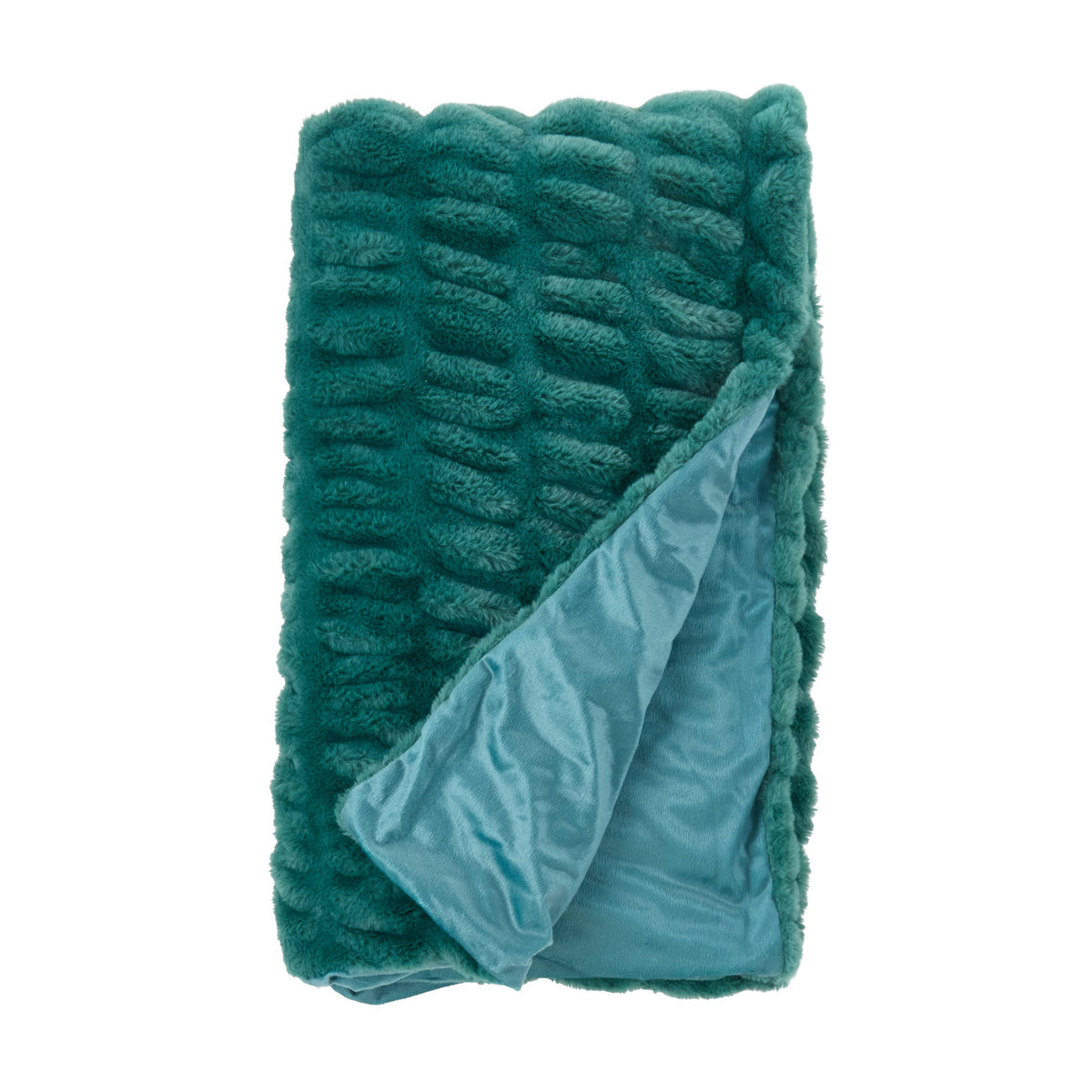 Ribbed Faux Fur Throw Blanket - Plush Polyester Throw: Jasper Green / 50"x60"