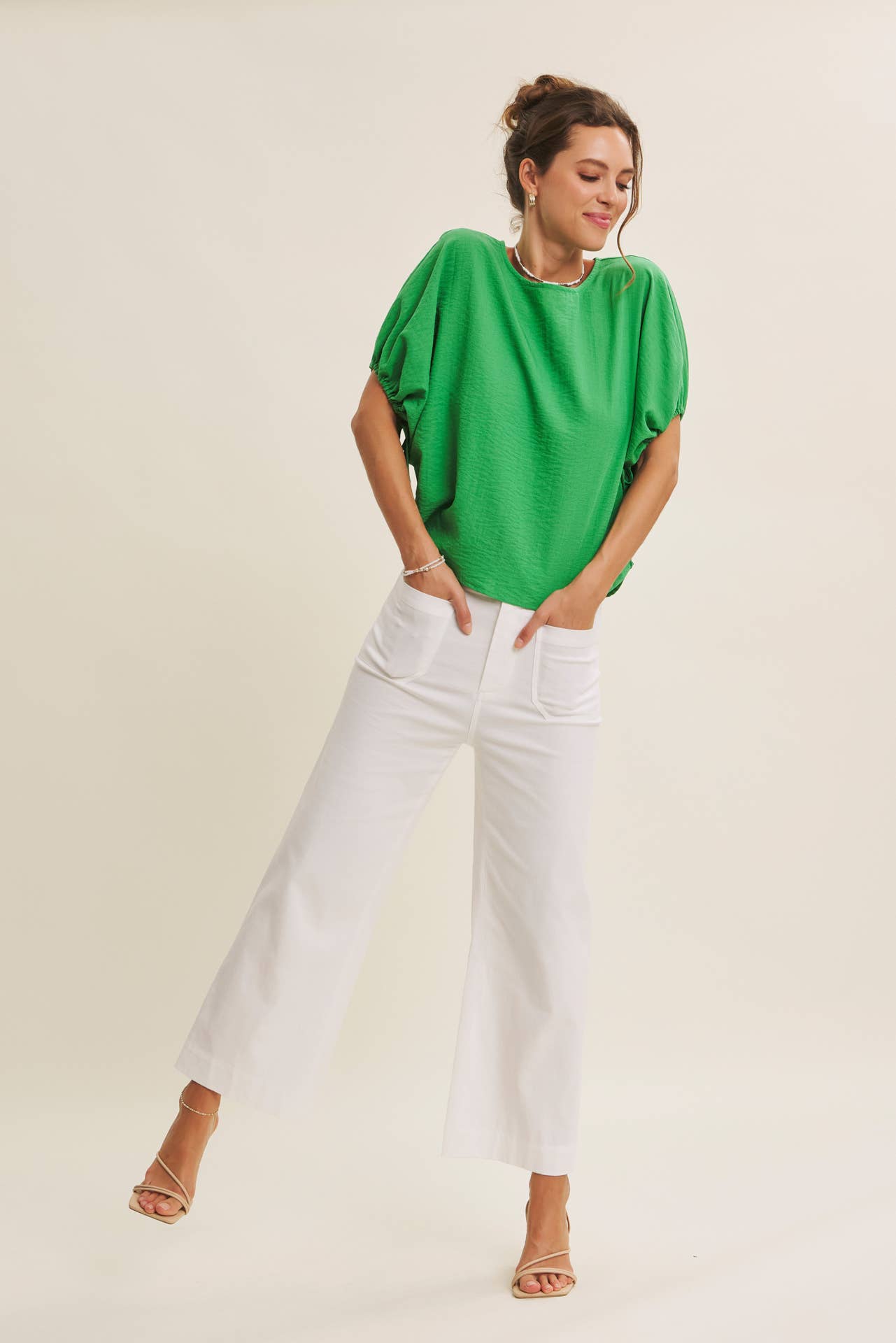 SEASONLESS STRETCHY COTTON LINEN ANKLE PANTS WITH POCKETS: LILAC / S