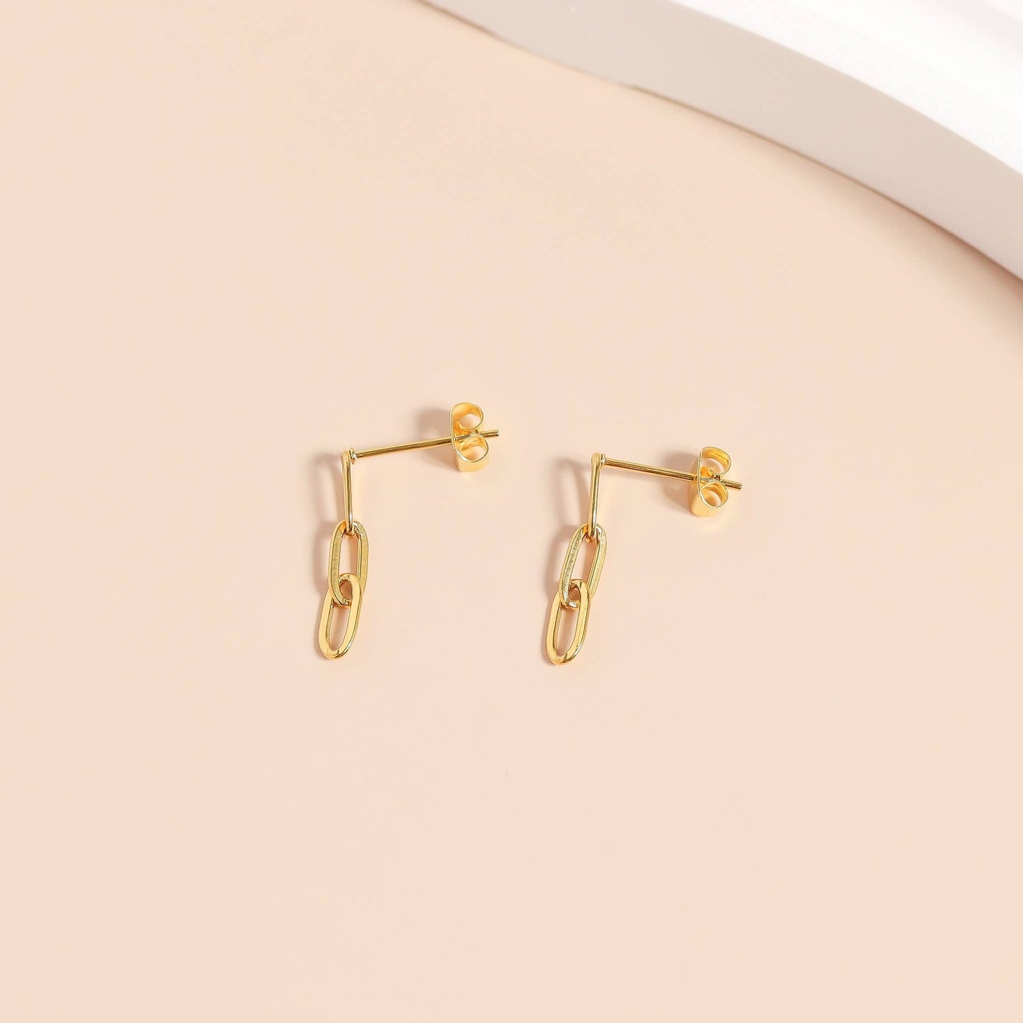 Gold Stainless Steel Paperclip Earrings