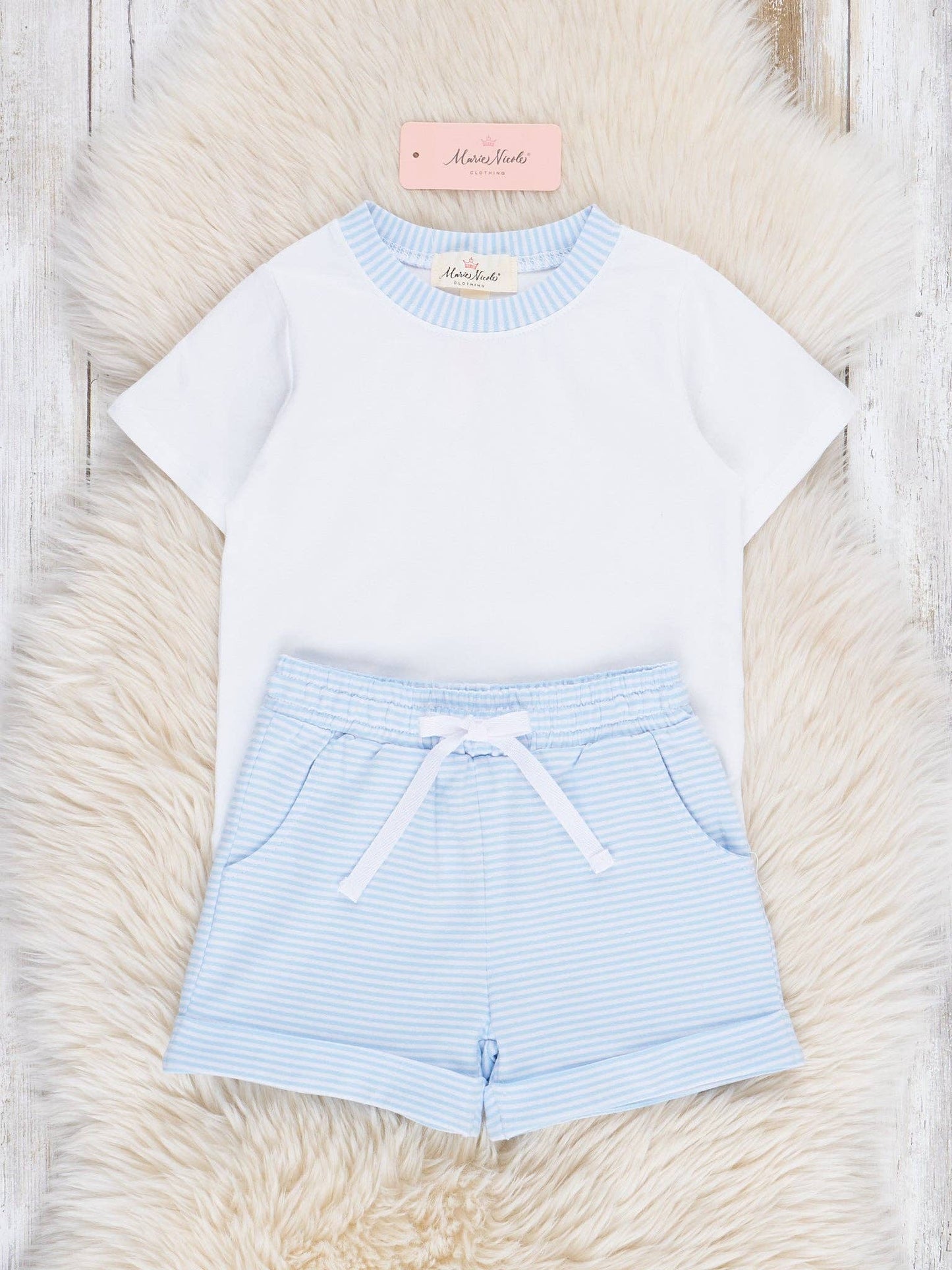 Classic Baby Blue Striped Outfit