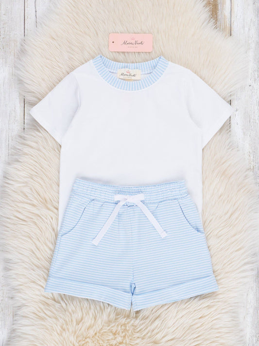 Classic Baby Blue Striped Outfit