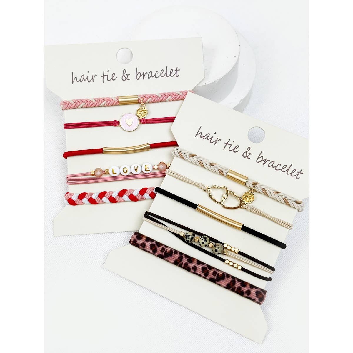 Love Themed Boho Hair Tie Bracelets