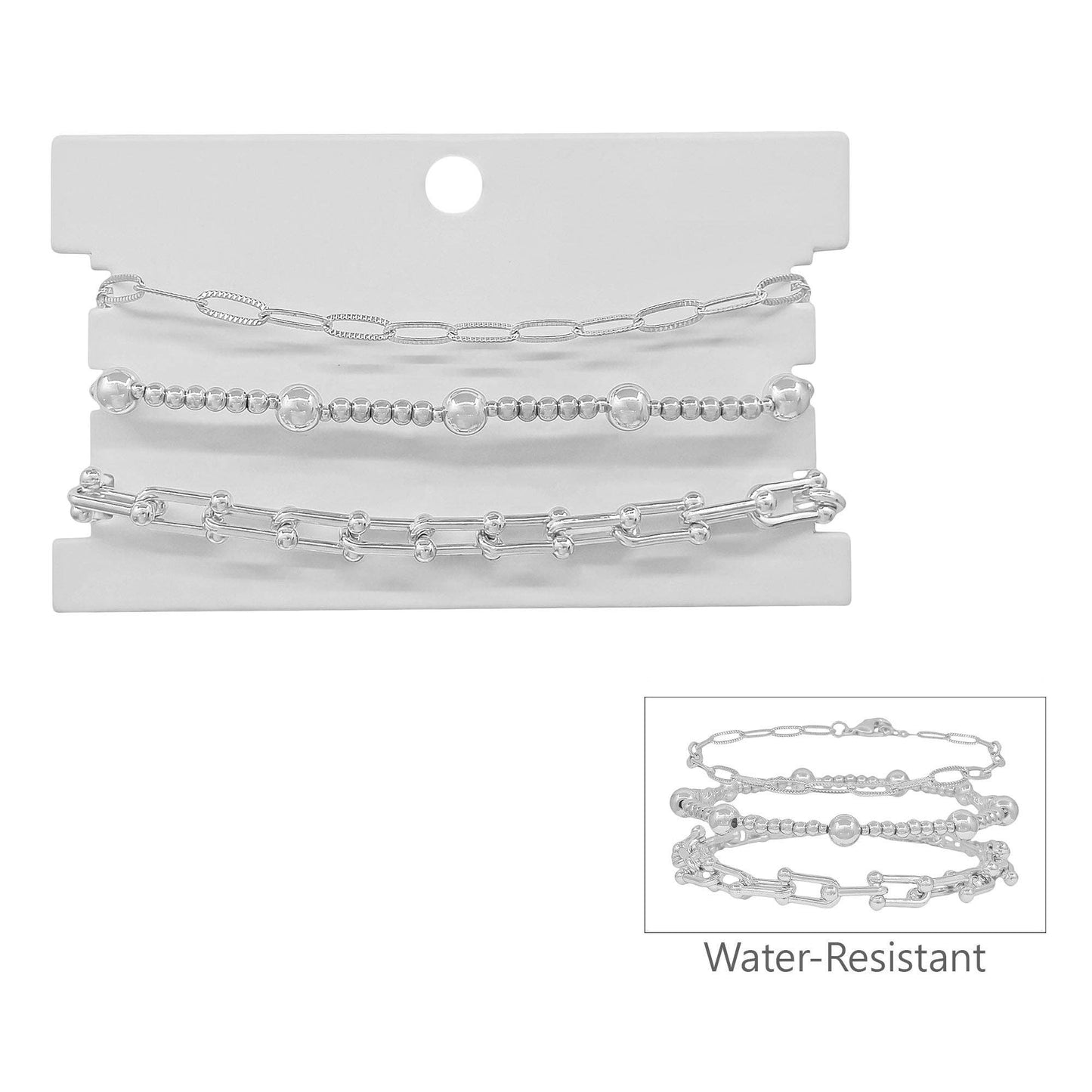 Set of 3 Silver Thin Clip Chain Necklaces