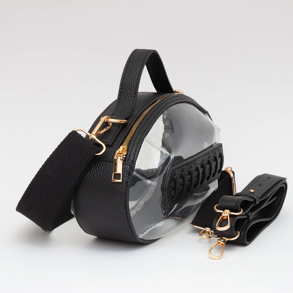 Black Football Shaped Transparent Crossbody Bag
