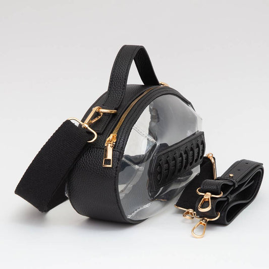 Black Football Shaped Transparent Crossbody Bag