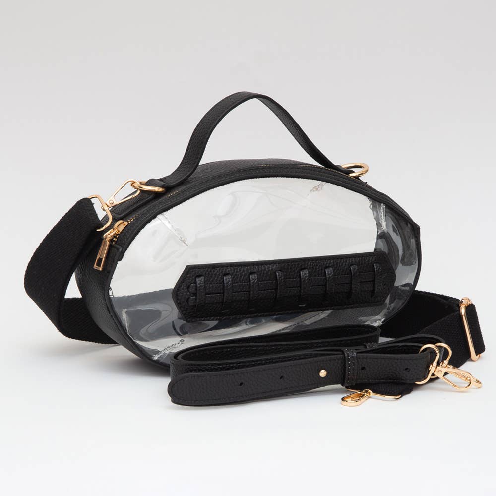Black Football Shaped Transparent Crossbody Bag