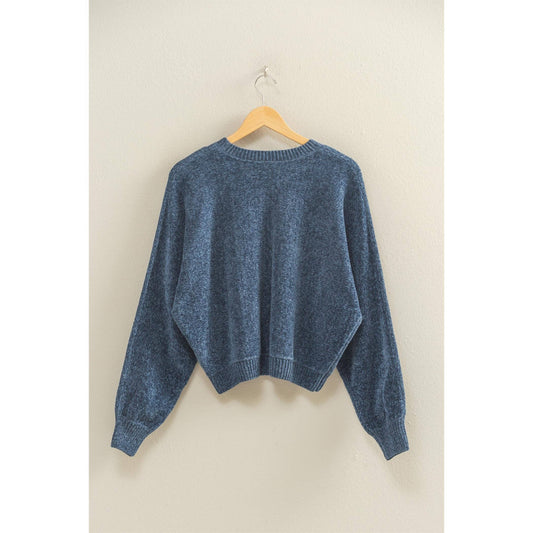 Dusty Navy Vibe Check Long Sleeve Sweater