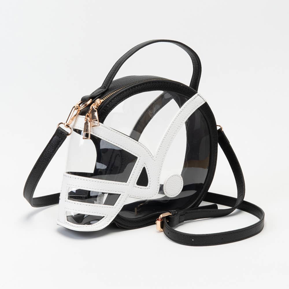 Transparent Gameday Football Helmet Shaped Crossbody Handbag: Orange White