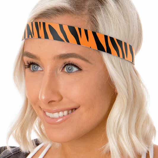 Adjustable No Slip Wide Bengal Tiger Stripes Headband