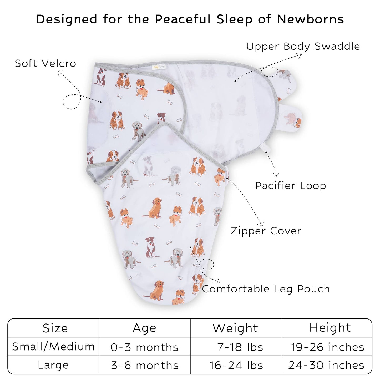 Woof Woof Baby Sleep Swaddle 100% Organic Cotton