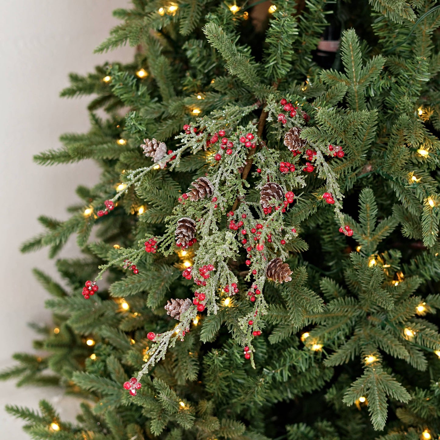 22 Inch Spray-Icy Sparkle Cypress Pine with Pepperberry