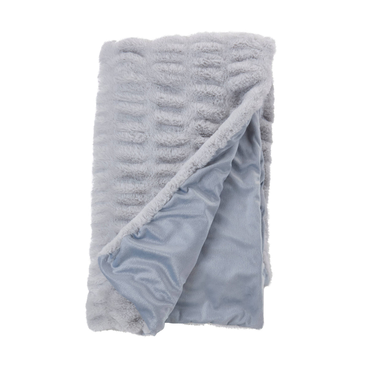 Ribbed Faux Fur Throw Blanket - Plush Polyester Throw: Red / 50"x60"