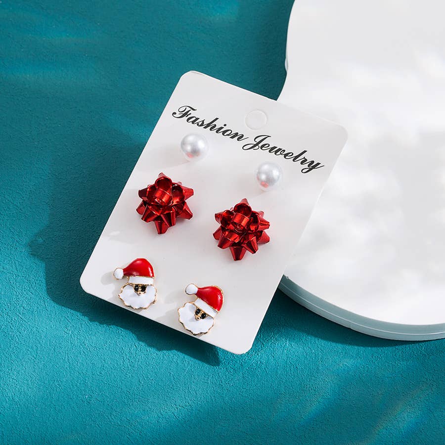 Red Christmas Earrings Set