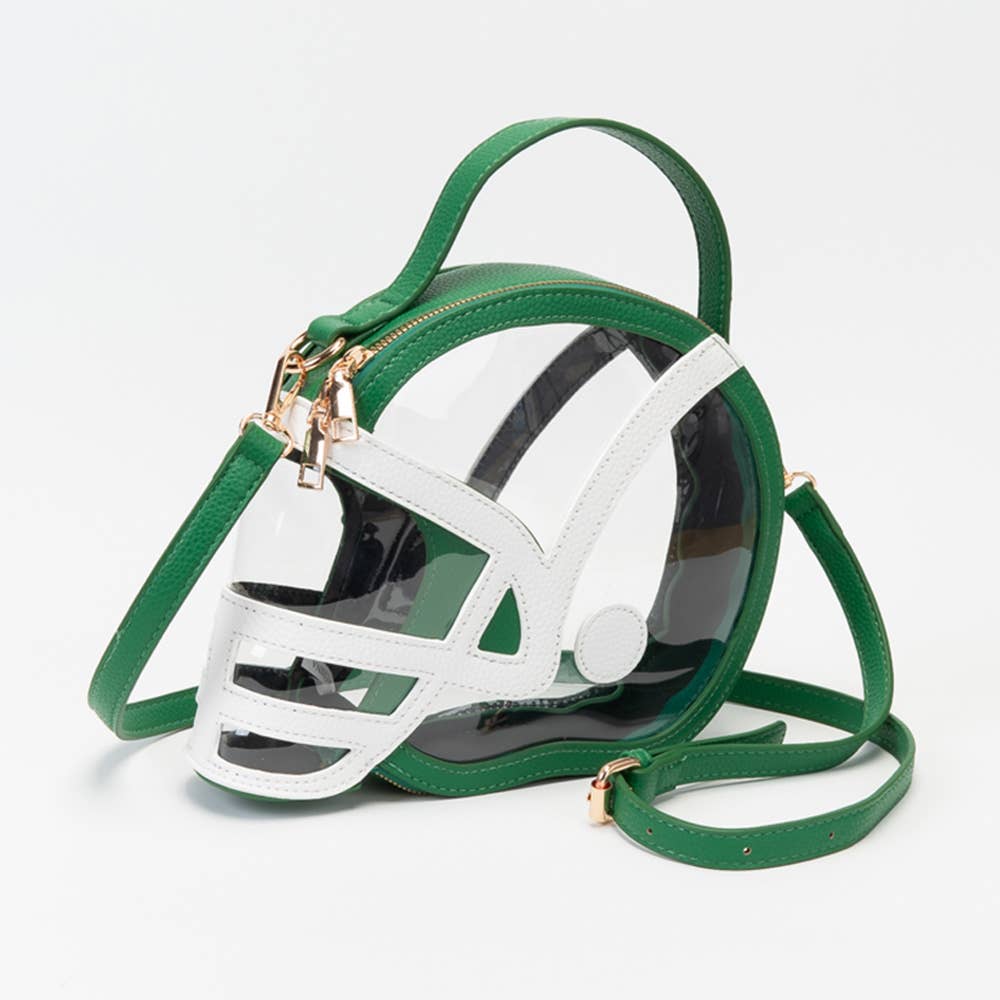 Transparent Gameday Football Helmet Shaped Crossbody Handbag: Orange White