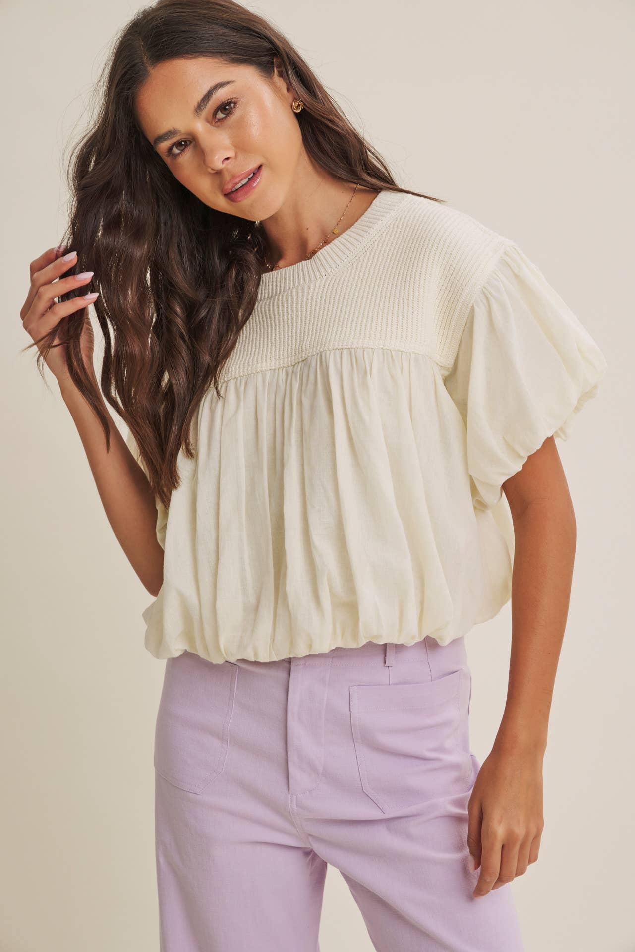 SEASONLESS STRETCHY COTTON LINEN ANKLE PANTS WITH POCKETS: LILAC / S
