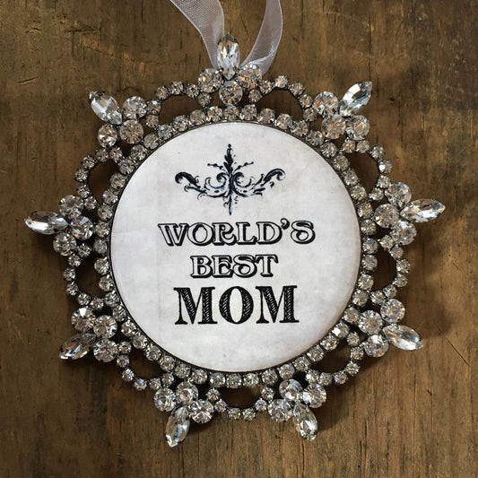 "World's Best Mom" Rhinestone Ornament