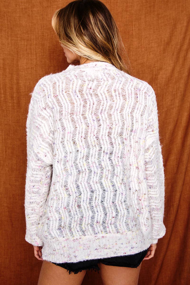 Sale Ivory Rainbow Speckled Sweater