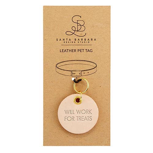 Leather Pet Tag - Will Work for Treats