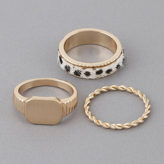 Multi Band N Twist Rings: Gold Ivory