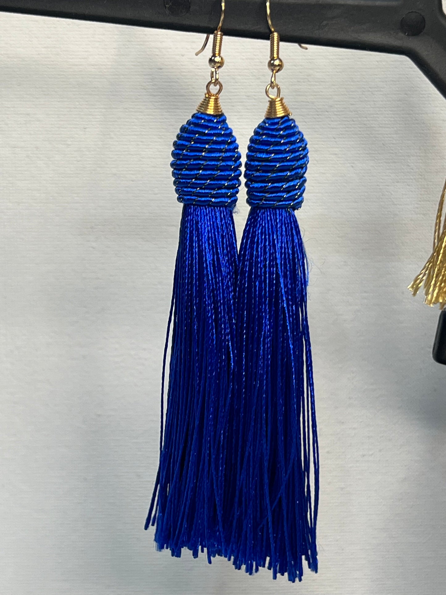 Tassel Drop Earrings-Blue